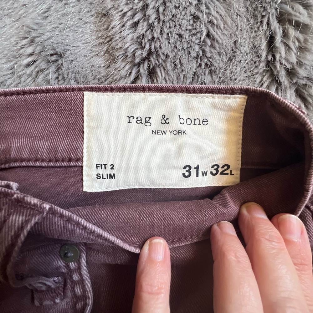 Rag & Bone men’s jeans. Size 31 W - 32 L. Plum color. Slim fit. New-no tags. - Picture 2 of 3